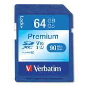 Verbatim 64GB Premium SDXC Memory Card, UHS-I V10 U1 Class 10, To 90MB/s Read 44024
